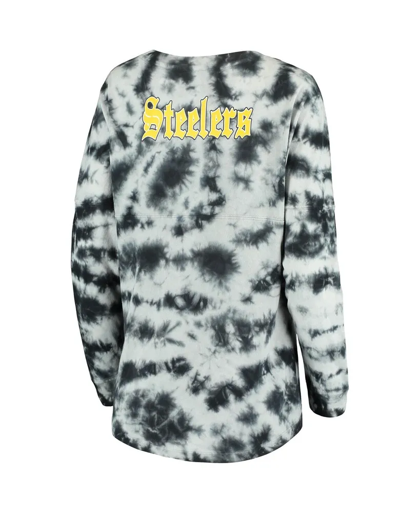 Women's New Era Black Pittsburgh Steelers Tie-Dye Long Sleeve T-shirt