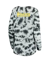 Women's New Era Black Pittsburgh Steelers Tie-Dye Long Sleeve T-shirt