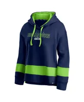 Women's Fanatics College Navy and Neon Green Seattle Seahawks Colors of Pride Colorblock Pullover Hoodie