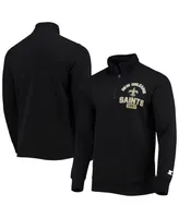 Men's Starter Black New Orleans Saints Heisman Quarter-Zip Jacket