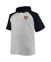 Men's Heathered Gray, Navy Chicago Bears Big and Tall Raglan Short Sleeve Pullover Hoodie