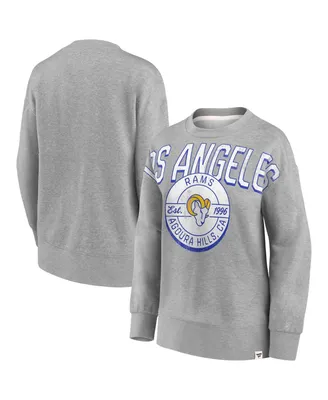 Women's Fanatics Heathered Gray Los Angeles Rams Jump Distribution Pullover Sweatshirt