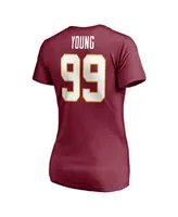 Women's Fanatics Chase Young Burgundy Washington Football Team Player Icon Name and Number V-Neck T-shirt