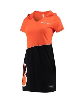 Women's Refried Apparel Orange, Black Cincinnati Bengals Hooded Mini Dress