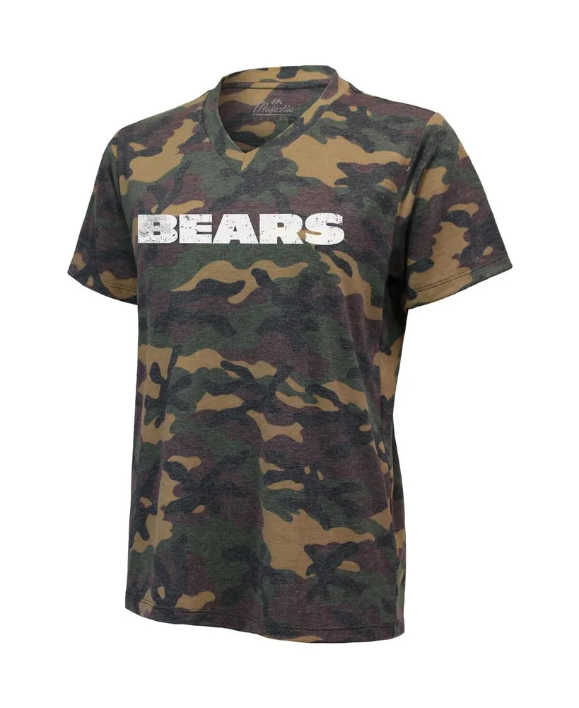 Women's Justin Fields Camo Chicago Bears Name and Number V-Neck T-shirt