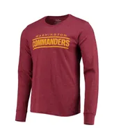 Men's Washington Commanders Majestic Threads Burgundy Wordmark Tri-Blend Long Sleeve T-shirt