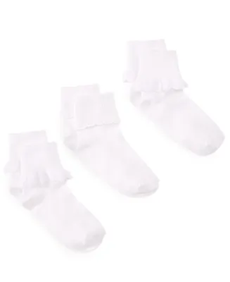 Trimfit 3-Pack Scalloped Socks, Little Girls & Big