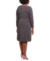 London Times Plus Size Side-Draped Glitter-Knit Dress