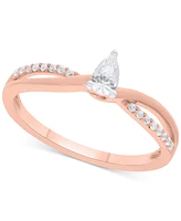 Diamond Pear-Cut Swirl Solitaire Engagement Ring (1/4 ct. tw) 14k Yellow or Rose Gold