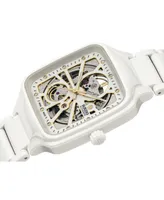 Rado Women's Swiss Automatic True Square Diamond (1/10 ct. t.w.) White Ceramic Bracelet Watch 38mm
