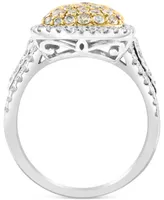 Effy White Diamond (3/4 ct. t.w.) & Multicolor Diamond (1-1/4 ct. t.w.) Statement Ring in 14k Two-Tone Gold