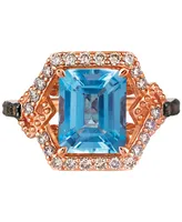 Le Vian Blue Topaz (3-1/2 ct. t.w.) & Diamond (5/8 ct. t.w.) Statement Ring in 14k Rose Gold