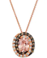 Le Vian Peach Morganite (7/8 ct. t.w.) & Diamond (1/3 ct. t.w.) Adjustable 20" Pendant Necklace in 14k Rose Gold