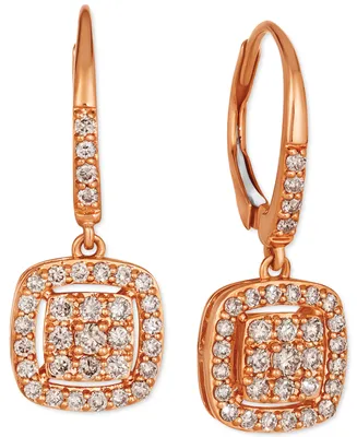 Le Vian Nude Diamond Pave Cluster Leverback Drop Earrings (5/8 ct. t.w.) in 14k Rose Gold