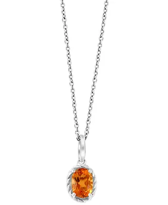 Effy Citrine Oval Rope-Framed 18" Pendant Necklace (3/4 ct. t.w.) in Sterling Silver