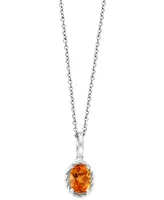 Effy Citrine Oval Rope-Framed 18" Pendant Necklace (3/4 ct. t.w.) in Sterling Silver