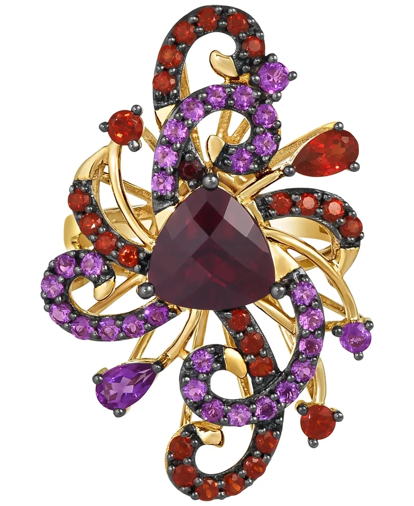 Le Vian Crazy Collection Pomegranate Garnet (4 ct. t.w.) & Grape Amethyst (5/8 ct. t.w.) Swirling Statement Ring in 14k Gold