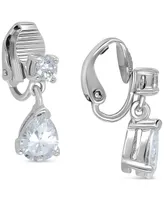 Giani Bernini Cubic Zirconia Pear-Shape Clip-On Drop Earrings in Sterling Silver, Created for Macy's