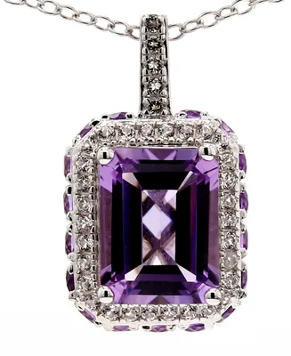 Amethyst (4 ct. t.w.) & White Topaz (1/5 18" Pendant Necklace Sterling Silver (Also Citrine/Garnet Sky Blue Topaz)