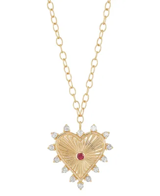 Rhodolite Garnet (1/8 ct.tw.) and White Topaz (1 ct.tw.) 18" Heart Pendant Necklace in 14k Gold-Plated Sterling Silver