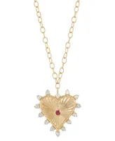 Rhodolite Garnet (1/8 ct.tw.) and White Topaz (1 ct.tw.) 18" Heart Pendant Necklace in 14k Gold-Plated Sterling Silver