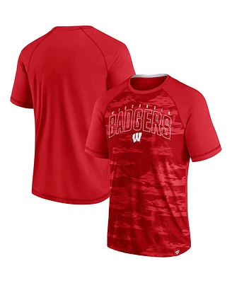 Men's Fanatics Red Wisconsin Badgers Arch Outline Raglan T-shirt