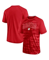 Men's Fanatics Red Wisconsin Badgers Arch Outline Raglan T-shirt