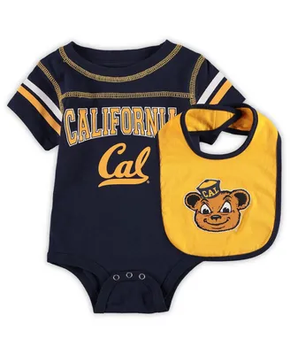 Newborn and Infant Boys Girls Colosseum Navy Cal Bears Chocolate Bodysuit Bib Set