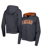 Women's Colosseum Charcoal Texas Longhorns Arched Name Full-Zip Hoodie