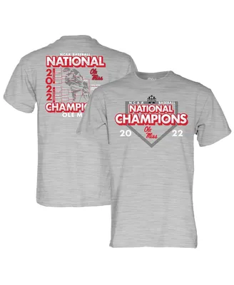 Men's Blue 84 Heathered Gray Ole Miss Rebels 2022 Ncaa Men's Baseball College World Series Champions Schedule T-shirt