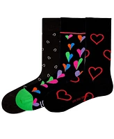 Love Sock Company Women's Boca Gift Box of Cotton Seamless Toe Premium Hearts Patterned Crew Socks, Pack of 3