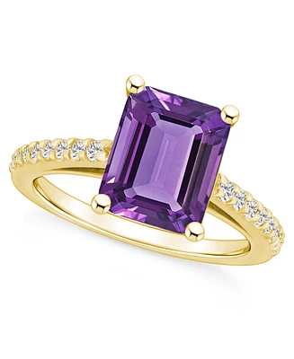 Macy's Amethyst (3-1/7 ct. t.w.) and Diamond (1/4 Ring 14K Yellow Gold