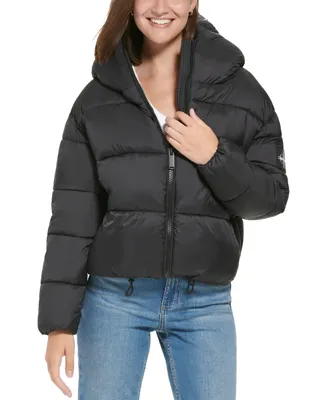 Calvin Klein Jeans Women's Cropped Hooded Puffer Jacket
