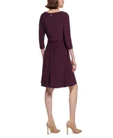 Tommy Hilfiger Women's 3/4-Sleeve Wrap-Waist Fit & Flare Dress