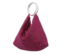 Nina Women's Glass Crystal Mesh Double Ring Handle Pouch Bag
