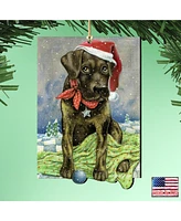 Designocracy Flurries Fetch Fun Santa Dog by Laura Seeley Pets Decor, Set of 2