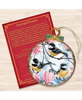 Designocracy Birds Ball Wooden Ornaments, Set of 2