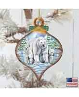 Designocracy Polar Bears Drop Wooden Ornaments, Set of 2