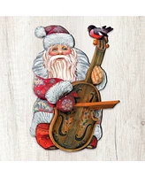 Designocracy Violin Santa Wooden Decor