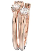 Swarovski Rose Gold-Tone 2-Pc. Set Constella Crystal Open Rings