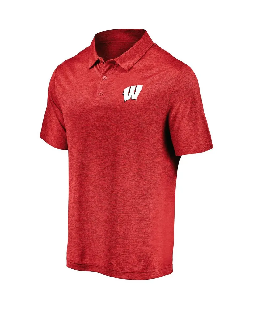 Men's Fanatics Red Wisconsin Badgers Primary Logo Striated Polo Shirt