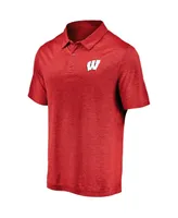 Men's Fanatics Red Wisconsin Badgers Primary Logo Striated Polo Shirt