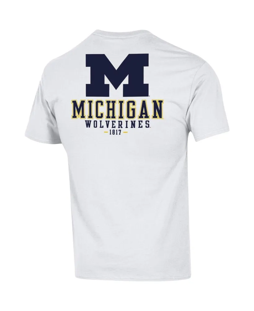 Men's Champion White Michigan Wolverines Stack 2-Hit T-shirt