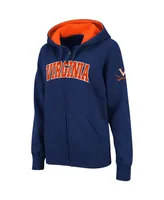 Women's Navy Virginia Cavaliers Arched Name Full-Zip Hoodie