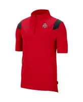 Men's Nike Scarlet Ohio State Buckeyes Coach Short Sleeve Quarter-Zip Jacket