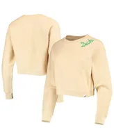 Women's League Collegiate Wear Cream Oregon Ducks Corded Timber Cropped Pullover Sweatshirt