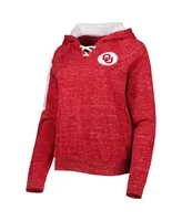 Women's Colosseum Crimson Oklahoma Sooners The Devil Speckle Lace-Placket Raglan Pullover Hoodie