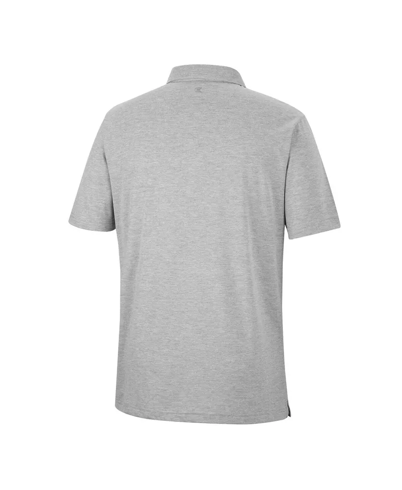 Men's Colosseum Heathered Gray Wisconsin Badgers Golfer Pocket Polo Shirt