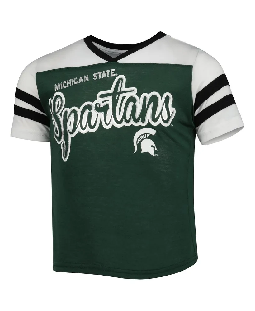 Big Girls Colosseum Green Michigan State Spartans Practically Perfect Striped T-shirt