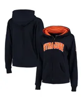 Women's Colosseum Navy Syracuse Orange Arched Name Full-Zip Hoodie